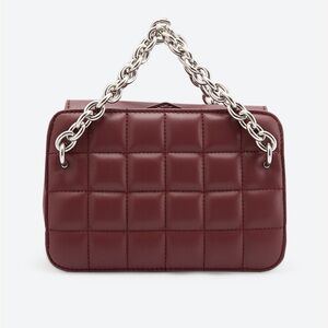 Charles & Keith burgundy quilted chain bag